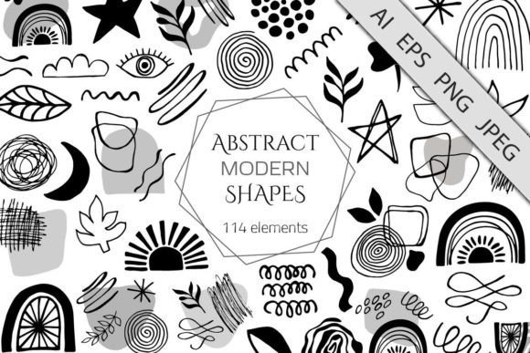 Black Modern Abstract Design Shapes
