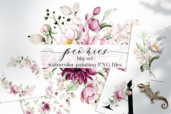 Peonies Watercolor Set: Floral Art for Every Creator