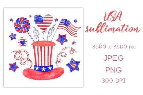 USA Watercolor Collage Sublimation PNG