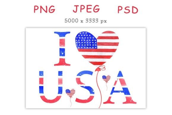 USA Watercolor Print. Sublimation PNG